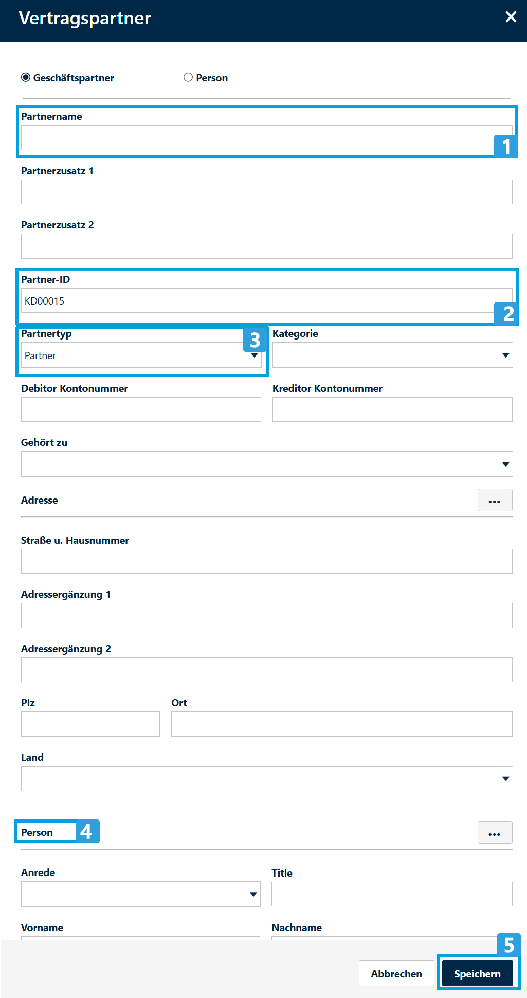 Partner-neu-Eingabemaske