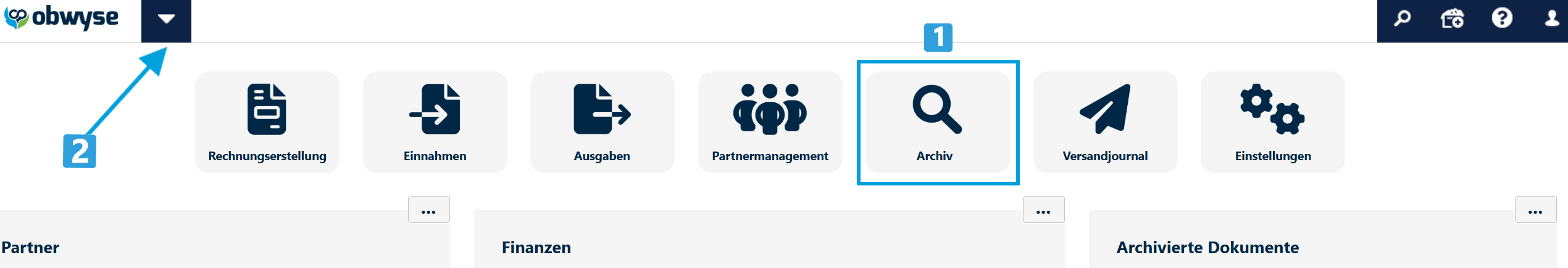 Navigationsmenü-Archivsuche