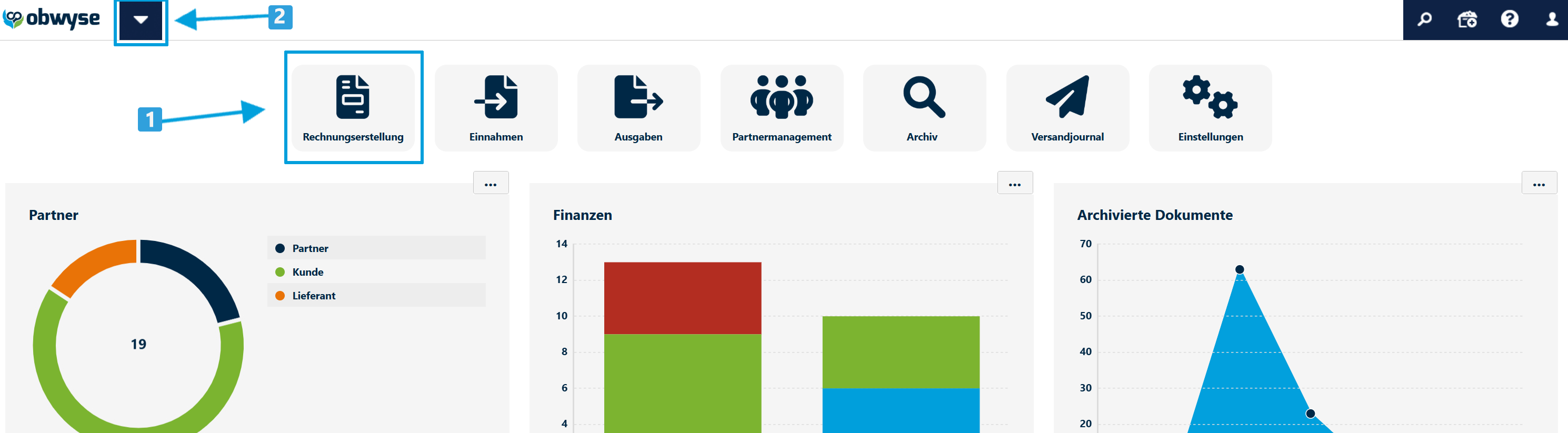 Pfeile-Rechnungserstellung-Startseite