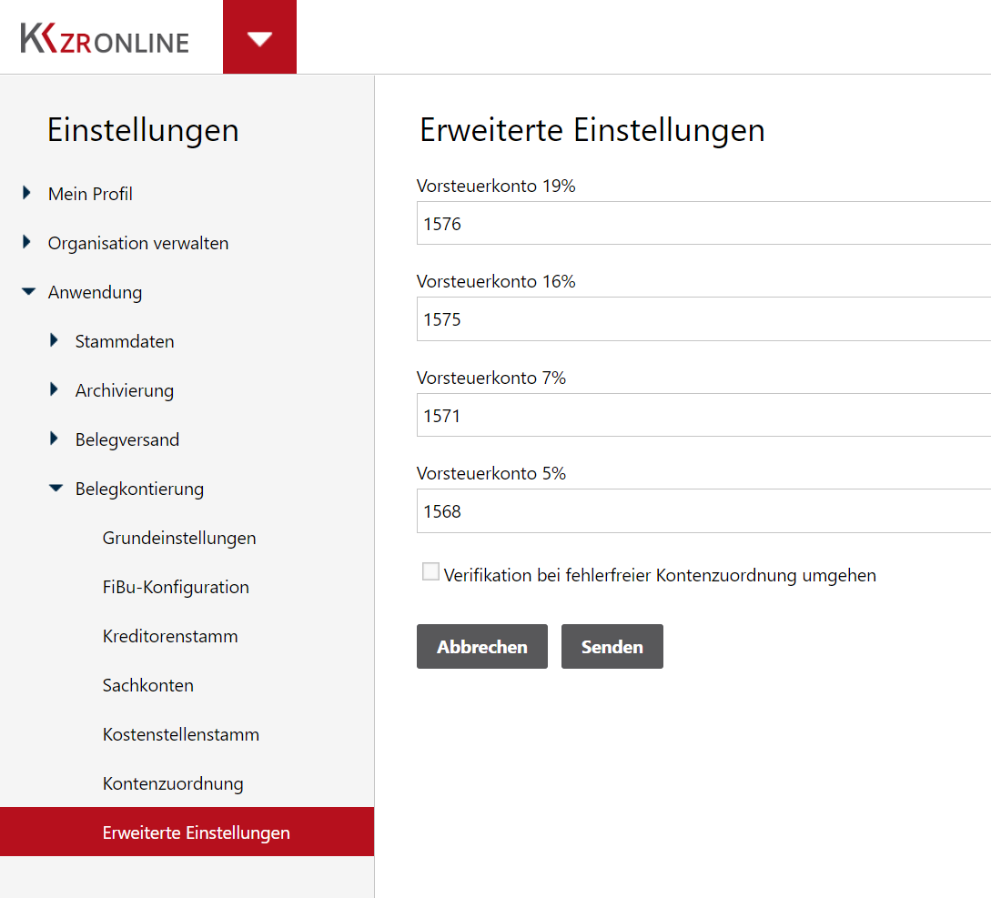 Erweiterte Einstellungen