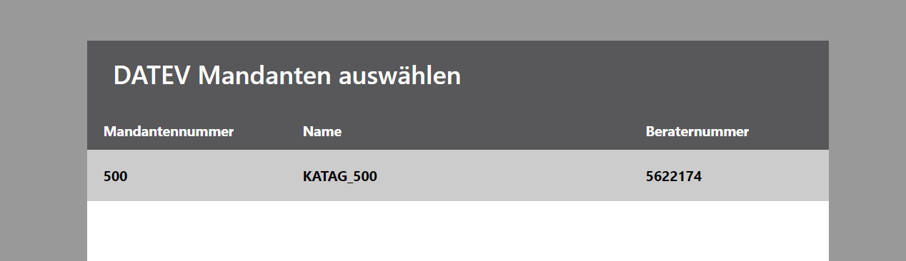 Schritt 2: Mandant auswählen