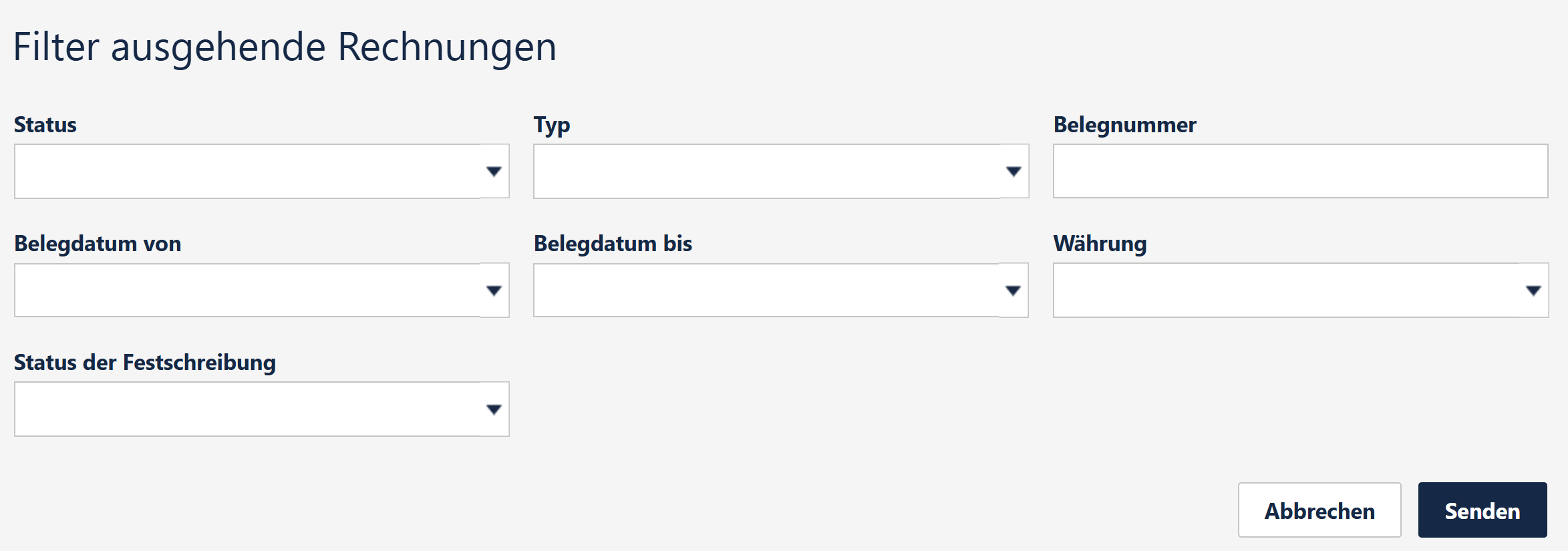 Filteroptionen für die Einnahmen
